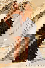 Strapless mini dresses with textured fabric and long trains