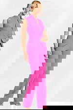 Women's Bold Pink Jumpsuit with Structured Bodice