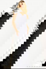 Ruched gown with oversized bow and long train