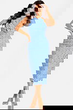 Elegant fitted lace dress featuring strapless back and scalloped hem