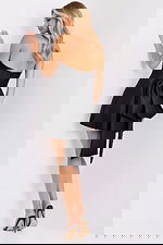 strapless fit and flare dress with back bow 45210