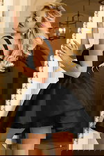 back of fit and flare puffy dress 45212