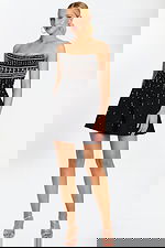 Strapless Black Mini Dress with Crystal Embellishments