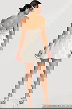 Back View of Strapless White Party Dress with Gems