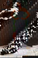 Strapless Velvet Gown With Rosette Appliqués