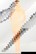 Sparkly Textured Mini Set with Statement Jacket and V-Neck Top