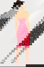 Back View of Strapless Fitted Red Dress with Back Slit