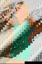 Sparkling Lilac Mini Dress With Cascading Sequin Straps 45254