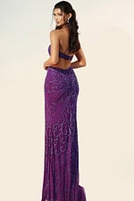Beaded halter gown with high slit and cutout bodice