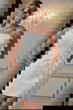 strapless fitted dress with side drape 45260