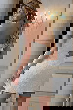 strapless fitted white dress 45260