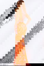 Open Back Beaded Prom Gown In Orange