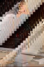 sheer embellished nude skirt with white top 45326