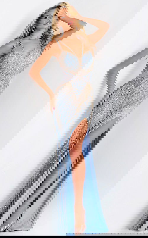 Model wearing Jovani dress 45365.