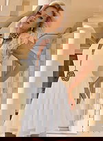 halter neck white short dress 45368