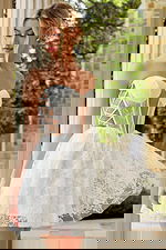 sweetheart neckline sheer bodice fit and flare white dress 45371