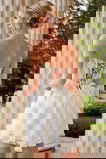 fit and flare short dress with lace up back 45371