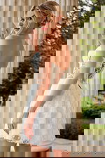 【yonchi】KUMA LACE VOLUME MINI DRESS Corset Mini Dress with Lace Up Back 45371 | Jovani