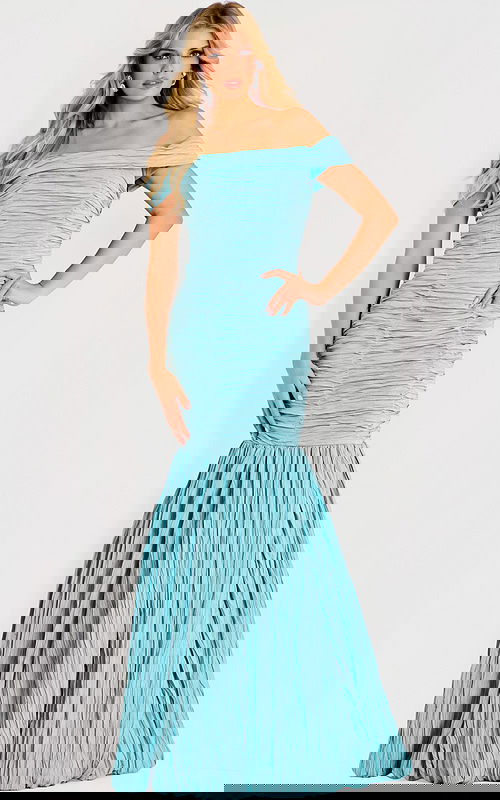 Off the shoulder textured mermaid gown