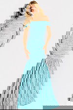 Ruched fitted dress with flared skirt