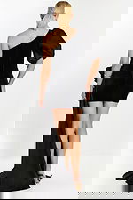 Velvet Party Dress with Full Back and Side Train