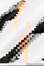 Puff Sleeve Evening Dress with Zippered Back