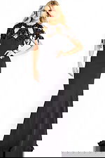 Elegant fitted gown with beaded shoulder cape