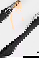 Black evening dress with fringe beaded detailing