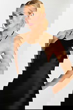 Black Floor-Length Dress with Bare Back Detail