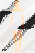 off the shoulder black ruched short dress 45459