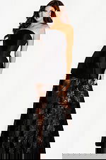 strapless black dress with lace bottom 45467