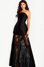 strapless black dress with lace bottom 45467