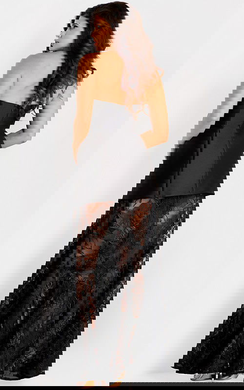 back strapless dress with lace bottom 45467