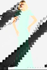 short sleeves green mob dress 45477