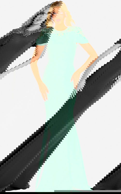 short sleeves green mob dress 45477