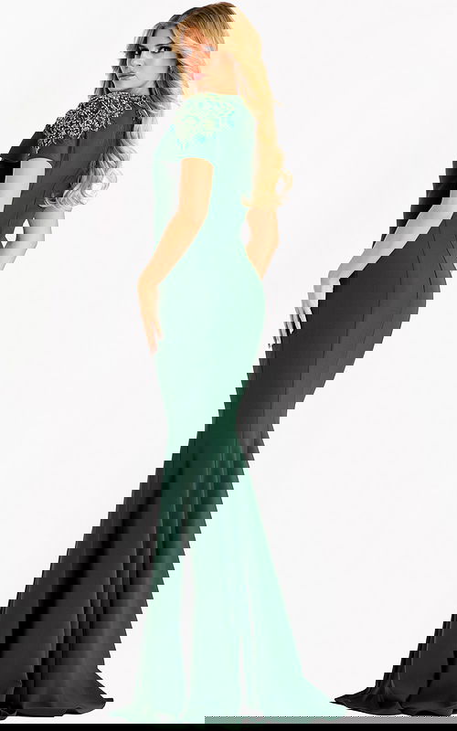 green mermaid dress with short sleeves 45477