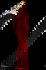 Fitted velvet gown with fold-over neckline