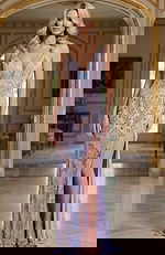 purple v neckline embellished dress 41088