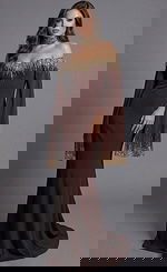 Brown off the shoulder mermaid dress 45535