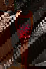 back of fitted short beaded dress 45538