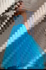 blue corset bodice tulle ball gown 45539