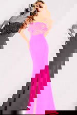 fuchisa dress with ruffled on the bodice 45561