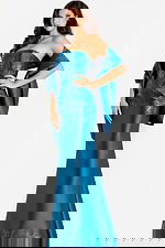 blue print sheath dress with matching shawl 45577