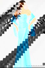 strapless taffeta blue dress 45577