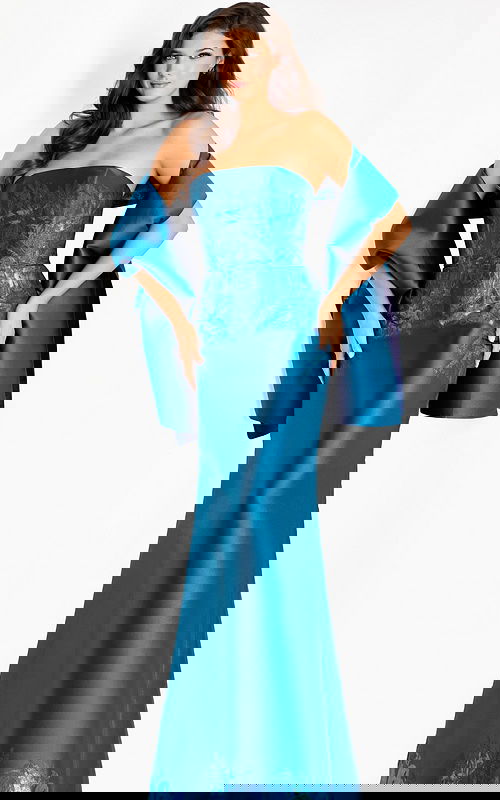 strapless taffeta blue dress 45577