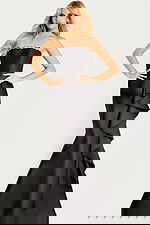 strapless embellished black dress with ruffled side 45586