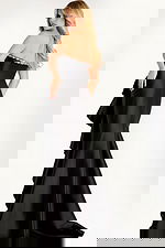 black mermaid dress with ruffled details 45586