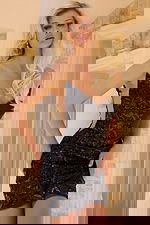 Strapless mini dress with sheer side panels and sequin embroidery