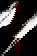 corset bodice knee length white dress 45607