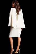 fitted white dress with cape sleeves 45607